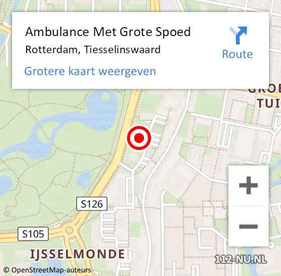 Locatie op kaart van de 112 melding: Ambulance Met Grote Spoed Naar Rotterdam, Tiesselinswaard op 5 januari 2024 09:38