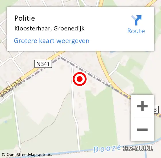 Locatie op kaart van de 112 melding: Politie Kloosterhaar, Groenedijk op 5 januari 2024 09:41