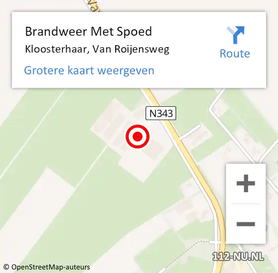 Locatie op kaart van de 112 melding: Brandweer Met Spoed Naar Kloosterhaar, Van Roijensweg op 5 januari 2024 09:44