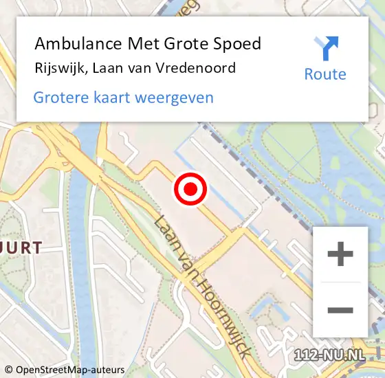 Locatie op kaart van de 112 melding: Ambulance Met Grote Spoed Naar Rijswijk, Laan van Vredenoord op 5 januari 2024 10:04