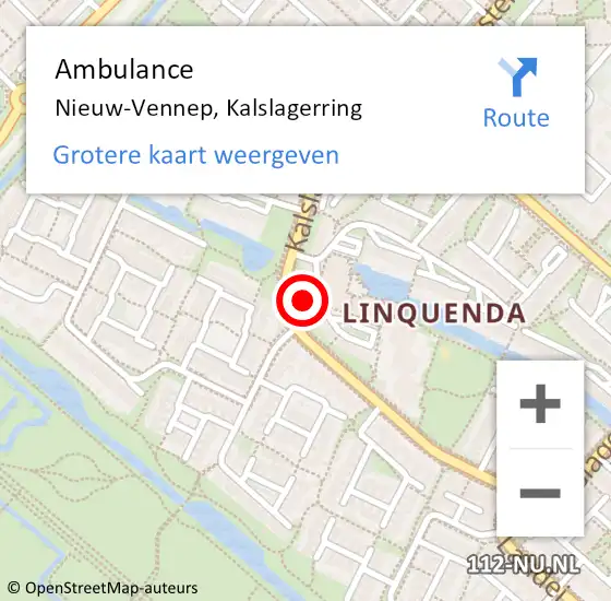 Locatie op kaart van de 112 melding: Ambulance Nieuw-Vennep, Kalslagerring op 5 januari 2024 10:05