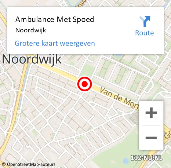 Locatie op kaart van de 112 melding: Ambulance Met Spoed Naar Noordwijk op 5 januari 2024 10:20