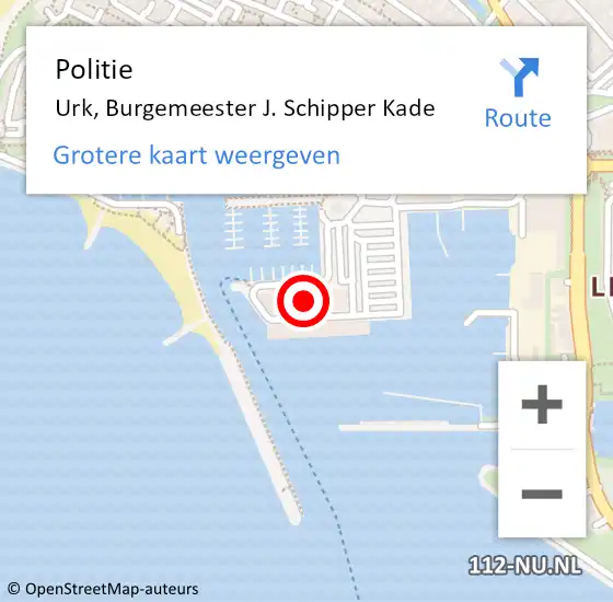 Locatie op kaart van de 112 melding: Politie Urk, Burgemeester J. Schipper Kade op 5 januari 2024 10:23