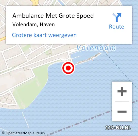 Locatie op kaart van de 112 melding: Ambulance Met Grote Spoed Naar Volendam, Haven op 5 januari 2024 10:37