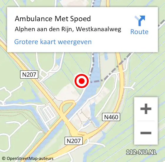 Locatie op kaart van de 112 melding: Ambulance Met Spoed Naar Alphen aan den Rijn, Westkanaalweg op 5 januari 2024 10:37