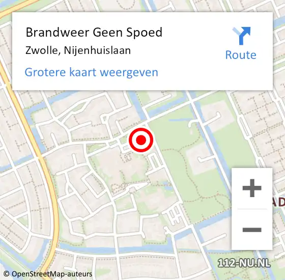 Locatie op kaart van de 112 melding: Brandweer Geen Spoed Naar Zwolle, Nijenhuislaan op 5 januari 2024 10:49