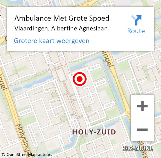 Locatie op kaart van de 112 melding: Ambulance Met Grote Spoed Naar Vlaardingen, Albertine Agneslaan op 5 januari 2024 10:50