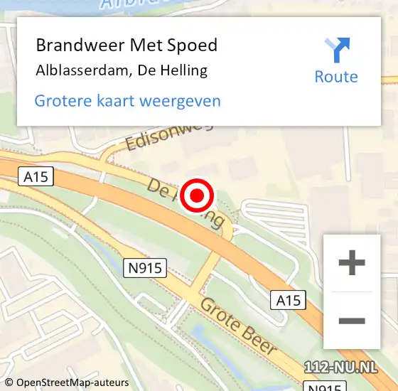 Locatie op kaart van de 112 melding: Brandweer Met Spoed Naar Alblasserdam, De Helling op 5 januari 2024 11:06