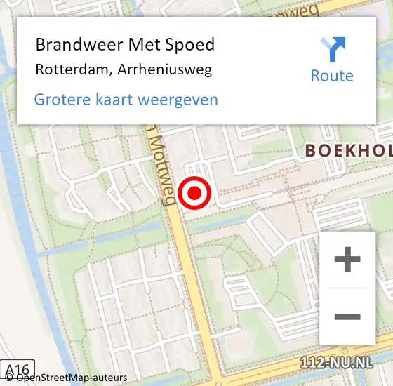 Locatie op kaart van de 112 melding: Brandweer Met Spoed Naar Rotterdam, Arrheniusweg op 5 januari 2024 11:13
