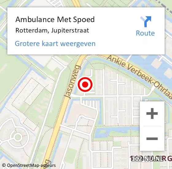 Locatie op kaart van de 112 melding: Ambulance Met Spoed Naar Rotterdam, Jupiterstraat op 5 januari 2024 11:59