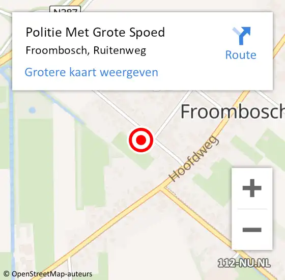 Locatie op kaart van de 112 melding: Politie Met Grote Spoed Naar Froombosch, Ruitenweg op 5 januari 2024 12:22