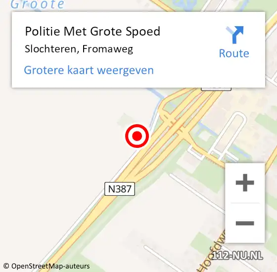 Locatie op kaart van de 112 melding: Politie Met Grote Spoed Naar Slochteren, Fromaweg op 5 januari 2024 12:22