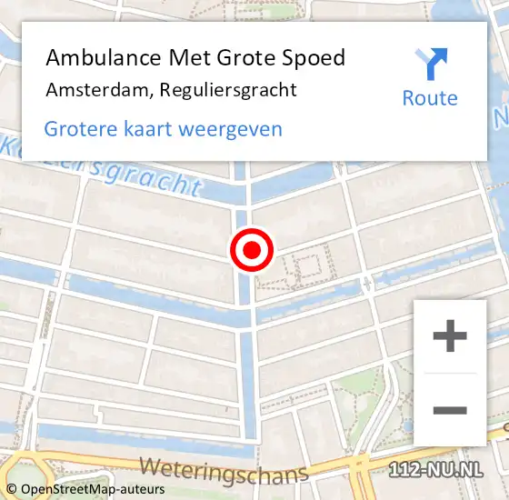 Locatie op kaart van de 112 melding: Ambulance Met Grote Spoed Naar Amsterdam, Reguliersgracht op 5 januari 2024 12:22