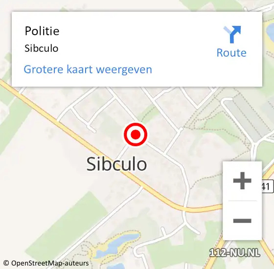 Locatie op kaart van de 112 melding: Politie Sibculo op 5 januari 2024 14:11