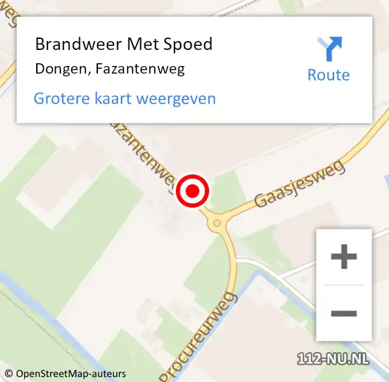 Locatie op kaart van de 112 melding: Brandweer Met Spoed Naar Dongen, Fazantenweg op 5 januari 2024 14:14