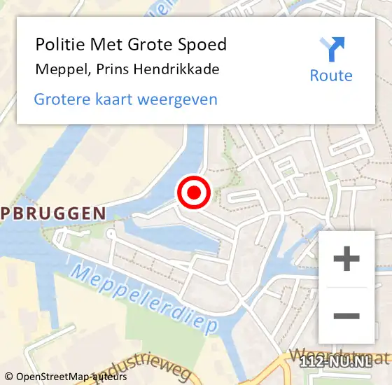 Locatie op kaart van de 112 melding: Politie Met Grote Spoed Naar Meppel, Prins Hendrikkade op 5 januari 2024 14:18