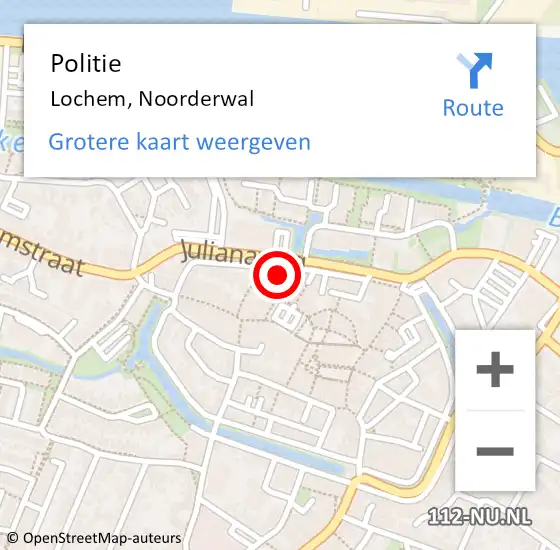 Locatie op kaart van de 112 melding: Politie Lochem, Noorderwal op 5 januari 2024 15:00