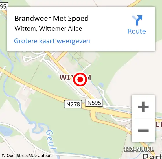 Locatie op kaart van de 112 melding: Brandweer Met Spoed Naar Wittem, Wittemer Allee op 5 januari 2024 15:38