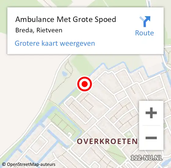 Locatie op kaart van de 112 melding: Ambulance Met Grote Spoed Naar Breda, Rietveen op 15 oktober 2013 09:24