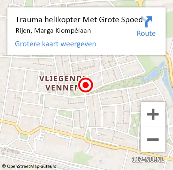 Locatie op kaart van de 112 melding: Trauma helikopter Met Grote Spoed Naar Rijen, Marga Klompélaan op 5 januari 2024 17:49