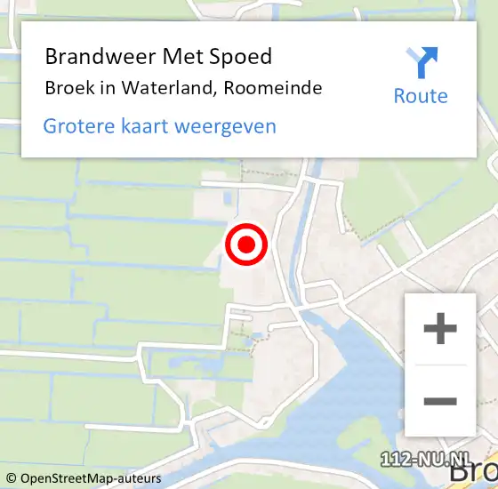Locatie op kaart van de 112 melding: Brandweer Met Spoed Naar Broek in Waterland, Roomeinde op 5 januari 2024 17:55