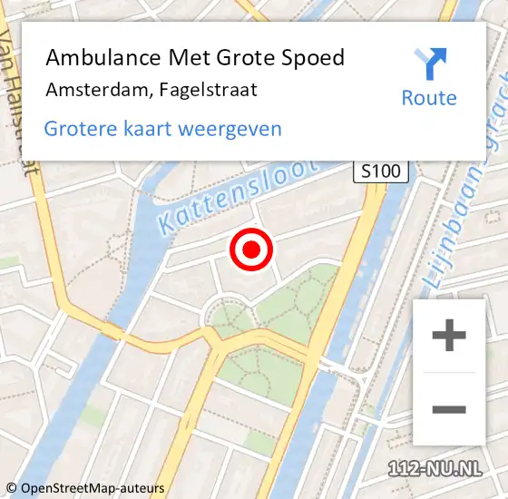 Locatie op kaart van de 112 melding: Ambulance Met Grote Spoed Naar Amsterdam, Fagelstraat op 5 januari 2024 18:00