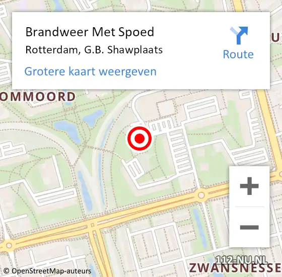 Locatie op kaart van de 112 melding: Brandweer Met Spoed Naar Rotterdam, G.B. Shawplaats op 5 januari 2024 18:08