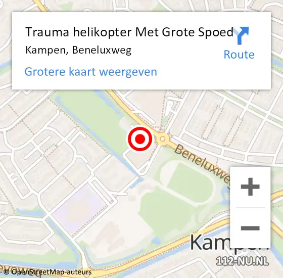 Locatie op kaart van de 112 melding: Trauma helikopter Met Grote Spoed Naar Kampen, Beneluxweg op 5 januari 2024 19:38