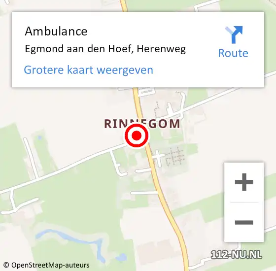 Locatie op kaart van de 112 melding: Ambulance Egmond aan den Hoef, Herenweg op 5 januari 2024 21:08