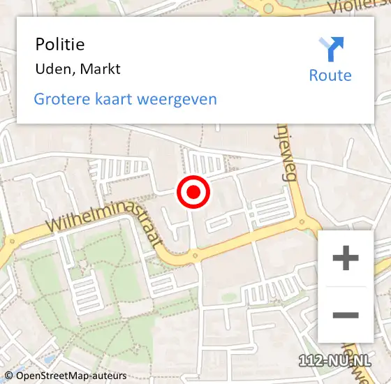Locatie op kaart van de 112 melding: Politie Uden, Markt op 5 januari 2024 21:45
