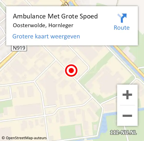 Locatie op kaart van de 112 melding: Ambulance Met Grote Spoed Naar Oosterwolde, Hornleger op 5 januari 2024 23:10