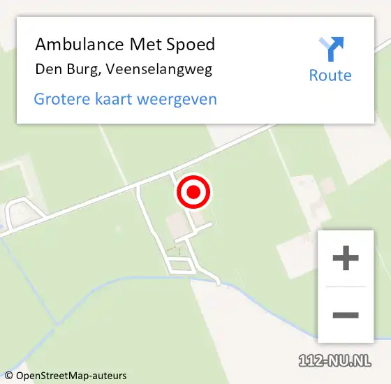 Locatie op kaart van de 112 melding: Ambulance Met Spoed Naar Den Burg, Veenselangweg op 5 januari 2024 23:42