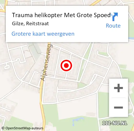 Locatie op kaart van de 112 melding: Trauma helikopter Met Grote Spoed Naar Gilze, Reitstraat op 6 januari 2024 00:46