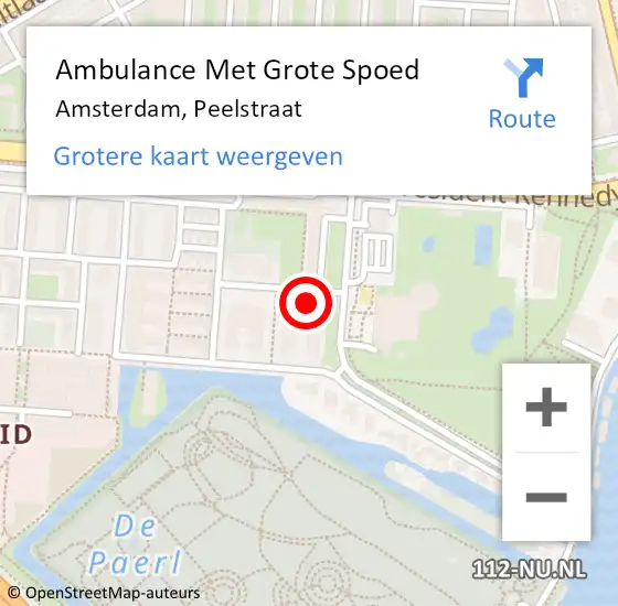 Locatie op kaart van de 112 melding: Ambulance Met Grote Spoed Naar Amsterdam, Peelstraat op 6 januari 2024 01:42
