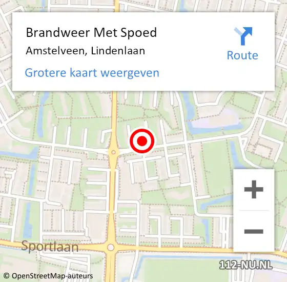 Locatie op kaart van de 112 melding: Brandweer Met Spoed Naar Amstelveen, Lindenlaan op 6 januari 2024 02:14