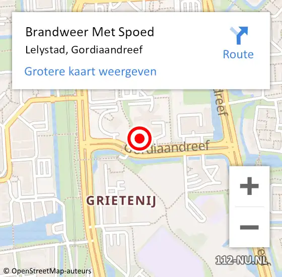 Locatie op kaart van de 112 melding: Brandweer Met Spoed Naar Lelystad, Gordiaandreef op 6 januari 2024 03:59