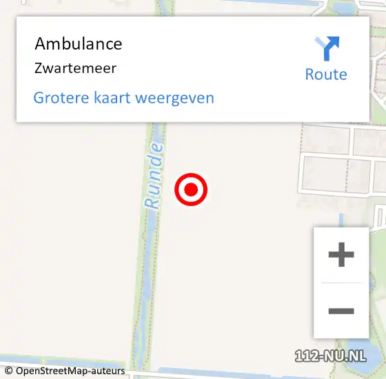 Locatie op kaart van de 112 melding: Ambulance Zwartemeer op 6 januari 2024 04:12