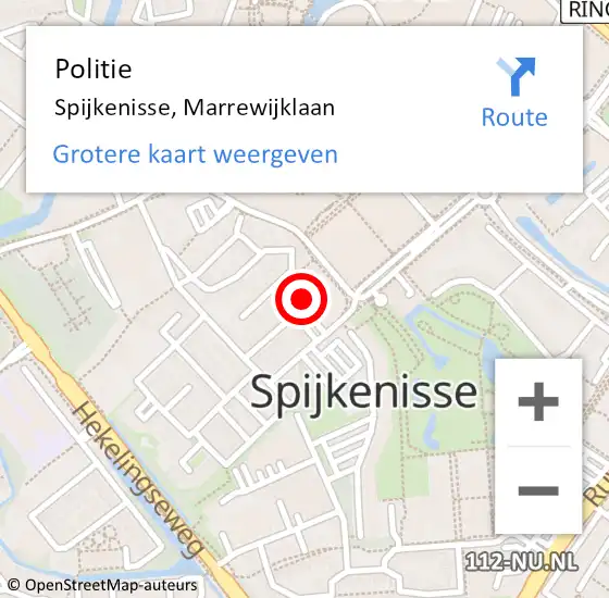 Locatie op kaart van de 112 melding: Politie Spijkenisse, Marrewijklaan op 6 januari 2024 10:48