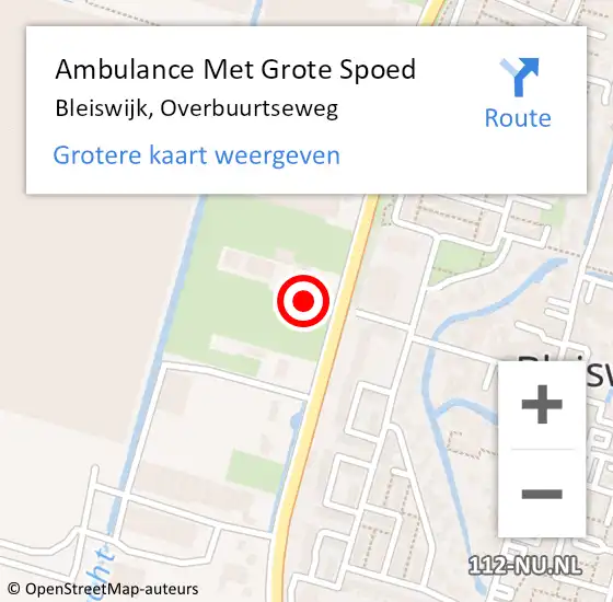 Locatie op kaart van de 112 melding: Ambulance Met Grote Spoed Naar Bleiswijk, Overbuurtseweg op 6 januari 2024 11:13