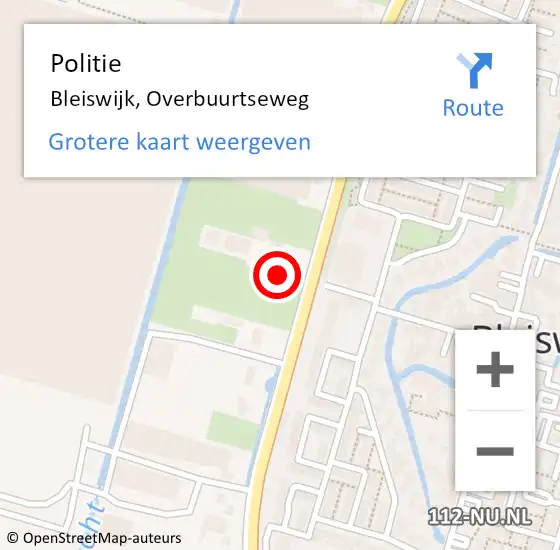 Locatie op kaart van de 112 melding: Politie Bleiswijk, Overbuurtseweg op 6 januari 2024 11:14