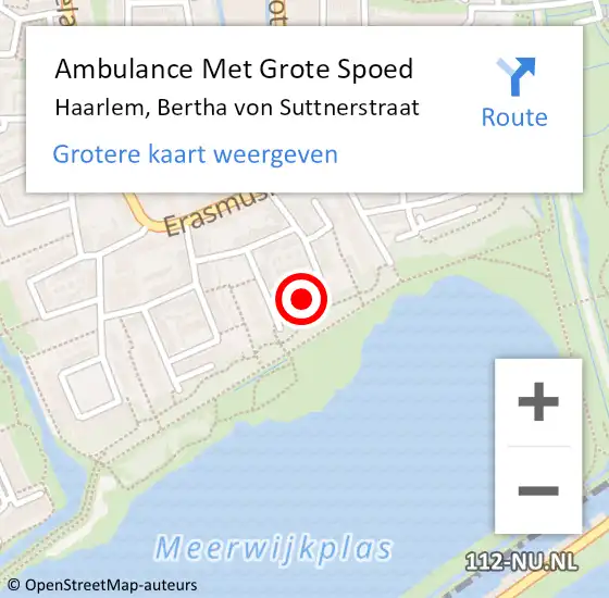Locatie op kaart van de 112 melding: Ambulance Met Grote Spoed Naar Haarlem, Bertha von Suttnerstraat op 6 januari 2024 11:37