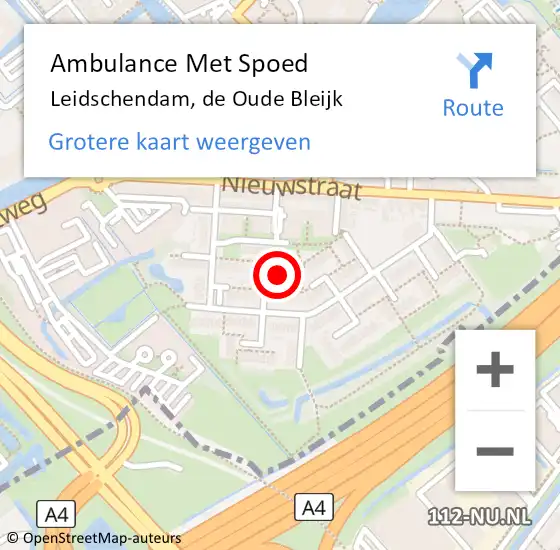 Locatie op kaart van de 112 melding: Ambulance Met Spoed Naar Leidschendam, de Oude Bleijk op 6 januari 2024 11:38