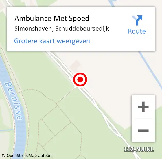 Locatie op kaart van de 112 melding: Ambulance Met Spoed Naar Simonshaven, Schuddebeursedijk op 6 januari 2024 11:39