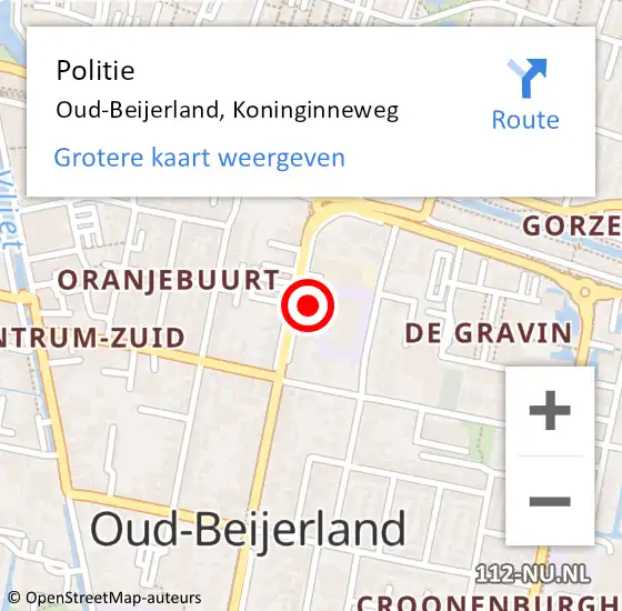 Locatie op kaart van de 112 melding: Politie Oud-Beijerland, Koninginneweg op 6 januari 2024 11:48