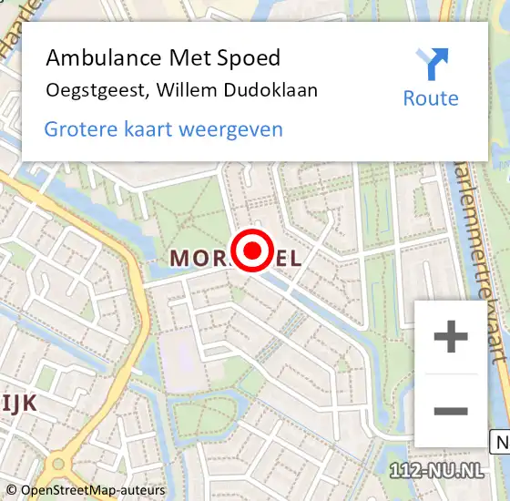 Locatie op kaart van de 112 melding: Ambulance Met Spoed Naar Oegstgeest, Willem Dudoklaan op 6 januari 2024 12:15