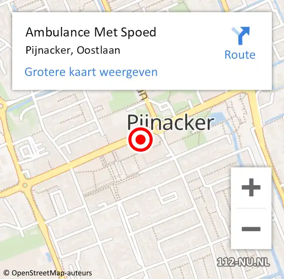 Locatie op kaart van de 112 melding: Ambulance Met Spoed Naar Pijnacker, Oostlaan op 6 januari 2024 12:24