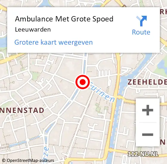 Locatie op kaart van de 112 melding: Ambulance Met Grote Spoed Naar Leeuwarden op 6 januari 2024 13:12