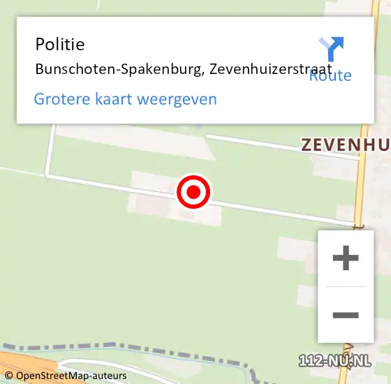 Locatie op kaart van de 112 melding: Politie Bunschoten-Spakenburg, Zevenhuizerstraat op 6 januari 2024 13:13