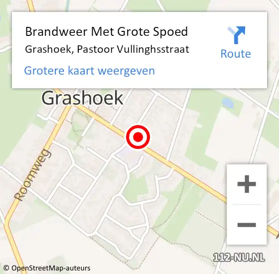 Locatie op kaart van de 112 melding: Brandweer Met Grote Spoed Naar Grashoek, Pastoor Vullinghsstraat op 6 januari 2024 14:08