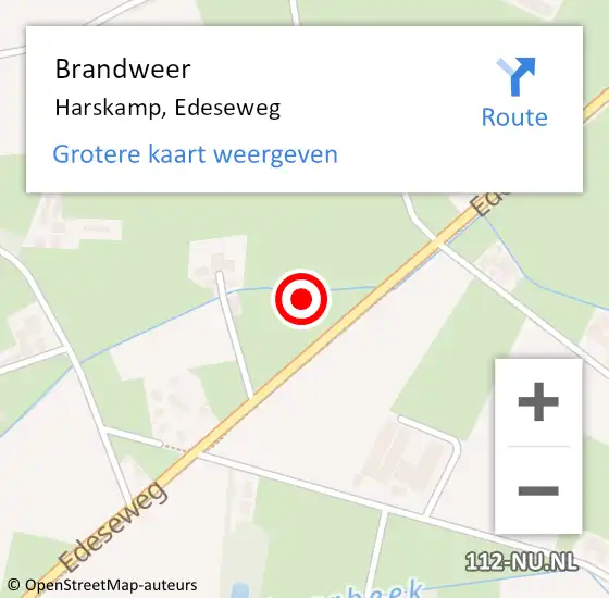 Locatie op kaart van de 112 melding: Brandweer Harskamp, Edeseweg op 6 januari 2024 14:32